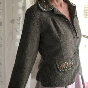 Persaman New York" Light Brown Vintage Style Beaded LS Jacket, size 4, with tags